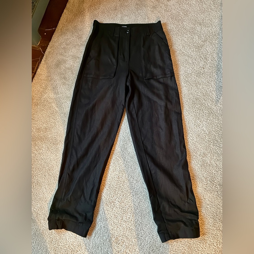 J. Crew Black Seaside Cargo Pant in Linen Tencel Women's 2T